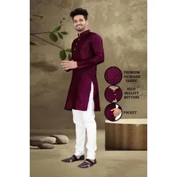 crystalrevenue Men Embroidered Cotton Rayon Straight Kurta-picture-21