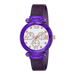 CSAMON Women Bracelet Style Straps Analogue Watch Mina White Dial Purple Maganet-picture-19