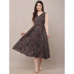CSP FASHION Women V-Neck Floral Printed Fit & Flare Dress-picture-22