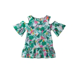 Cub McPaws Girls Green Tropical Print Peplum Pure Cotton Top-picture-22
