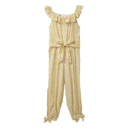 Cub McPaws Girls Yellow & White Printed Basic Jumpsuit-picture-41