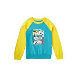 Cub McPaws Kids Teal Blue & Yellow Cotton Printed Full Sleeves Sweatshirt-picture-10