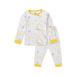 Cub McPaws Kids White & Yellow Cotton Printed Full Sleeves T-Shirt Set-picture-18