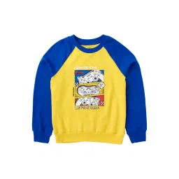 Cub McPaws Kids Yellow & Blue Cotton Printed Full Sleeves Sweatshirt image 1