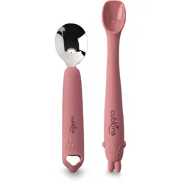 cubkins Steel Head Spoon with Early Feeding Bendable Training Spoon for Feeding Baby - 100% Food Grade Silicone, Stainless Steel-picture-10