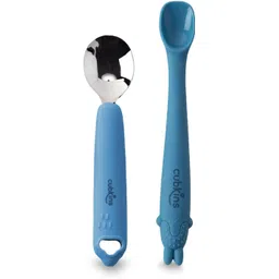 cubkins Steel Head Spoon with Early Feeding Bendable Training Spoon for Feeding Baby - 100% Food Grade Silicone, Stainless Steel-picture-19