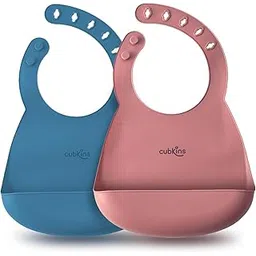 CUBKINS Soft Silicone Baby Bib for Feeding & Weaning Babies, Toddlers | Washable & Reusable, Non-Messy Easy to Clean, No Bad Odour, Adjustable Neckline with Buttons-picture-17