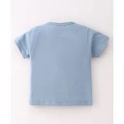 CUCUMBER Cotton Knit Half Sleeves Night Suit With Cow & Tractor Print - Blue image 3