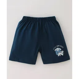 CUCUMBER Cotton Knit Half Sleeves Night Suit With Cow & Tractor Print - Blue image 4