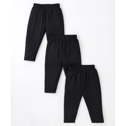 Cucumber Cotton Lycra Knit Full Length Solid Colour Leggings Pack of 3 - Black-picture-28