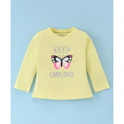 CUCUMBER  Sinker Full Sleeves T-Shirt with Butterfly & Text Print - Yellow-picture-16