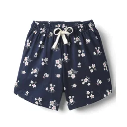 CUCUMBER Sinker Knit Above Knee Length Shorts With Floral Print - Navy Blue-picture-19