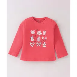 CUCUMBER Sinker Knit Full Sleeves T-Shirt with Christmas Theme Print - Orange-picture-18