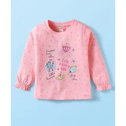 CUCUMBER Sinker Knit Full Sleeves T-Shirt with Fairy Tale Text Print - Pink-picture-28