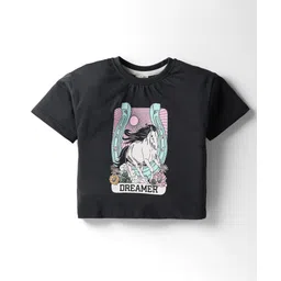 CUCUMBER Sinker Knit Half Sleeves T-Shirt With Horse Print - Charcoal Grey-picture-26