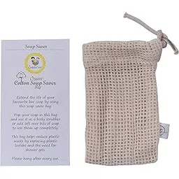 CuddleCare Natural & Organic Cotton Body Soap Pouch With Drawstring | Hand Made Mesh Scrubber for Bath & Shower Use | Saver Holder - Pack of 2-picture-54