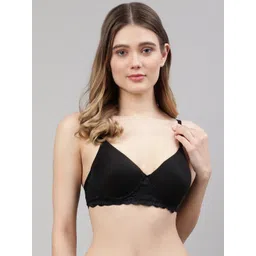 CUKOO Black Solid Lightly Padded Full Coverage Nylon Everyday Bra-picture-14