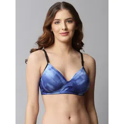CUKOO Blue & Black Geometric Feather Lightly Padded Bra-picture-13