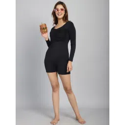 Cukoo Padded Black Solid Swimsuit image 1