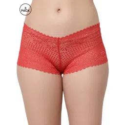 Cukoo Red Lace Work Boyshorts Panties - Pack Of 3-picture-42