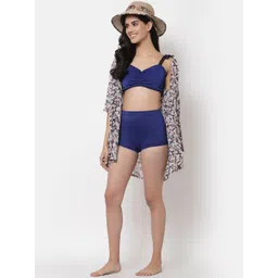 CUKOO Women Blue Solid Two Piece Tankini Swimwear image 2