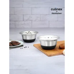 Culinex Silver Stainless Steel Mixing Bowls - Set of 2 (2365 ml)-picture-21