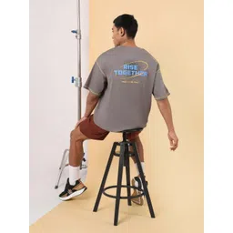 CULT Men Dark Grey Rise Together Oversized fit T-shirt-picture-18
