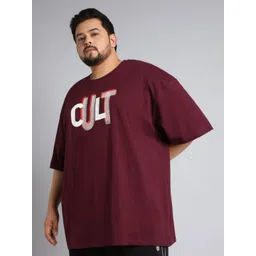 CULT Men Maroon Cult Graphic Plus Size T-shirt-picture-26
