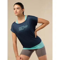 CULT Women 2in1 Layered Performance Navy T-shirt-picture-12