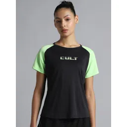 CULT Women Black Colourblock Training Recycled Poly T-shirt image 4