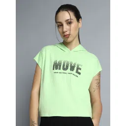 CULT Women Green Move it Boxy fit Hoodie Top-picture-17