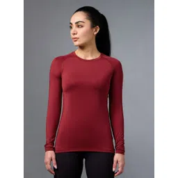 cult Women Solid Round Neck Polyester Maroon T-Shirt-picture-19