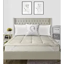 Cultiver Super Soft 600 GSM Quilted Microfibre Mattress Padding/Topper | Breathable - Hypoallergenic Mattresses Pad for Comfortable Sleep | Queen Bed Size (60x72 inch | 5x6 feet, Beige)-picture-24