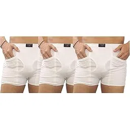 cupatex Men White Cotton Pocket Trunks Underwear 3 Pcs Combo-picture-27