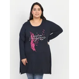 CUPID Plus Size Floral Printed Cotton Longline Top-picture-12