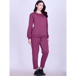 CUPID Solid Round Neck Wool Blend Co-Ords-picture-34