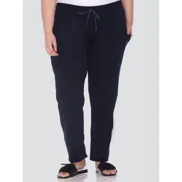 CUPID Women Navy Blue Solid Cotton Lounge Pants-picture-24