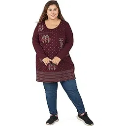 cupid Women Plus Size Cotton Round Neck Full Sleeves T-Shirt, Nightwear, Sleepwear, Daily Use Gym n Lounge Wear Long Tops with Pocket for Ladies-picture-15