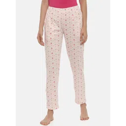 Curare Women Pink Printed Cotton Lounge Pants-picture-39