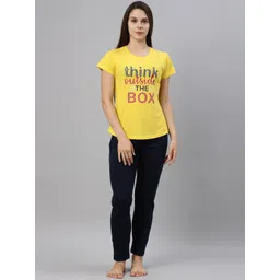 Curare Women Yellow & Black Printed Night suit-picture-31