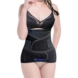 CUREPOS Women's 3 in 1 Post Pregnancy Belt for Belly, Waist & Pelvis Slimming Shapewear for After Delivery C-Section Abdomen Reduction Posture Corrector Stomach Wrap(Black_Small)-picture-37