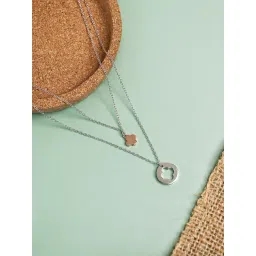 Curio Cottage 925 Silver Dual Layared Clover Pendant With Link Chain-picture-11