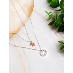 Curio Cottage 925 Silver Dual Layared Puzzle Pendant With Link Chain-picture-21