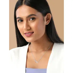 Curio Cottage 925 Silver Infinity Rose Gold Pendant Studded With Zirconia Necklace image 2