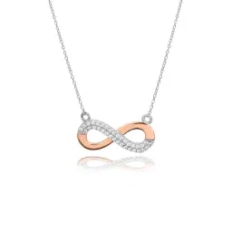Curio Cottage 925 Silver Infinity Rose Gold Pendant Studded With Zirconia Necklace image 3