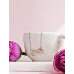 Curio Cottage 925 Silver Infinity Rose Gold Pendant Studded With Zirconia Necklace image 1