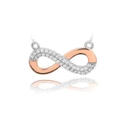 Curio Cottage 925 Silver Infinity Rose Gold Pendant Studded With Zirconia Necklace image 4