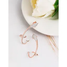 Curio Cottage 925 Silver Rose Gold-Plated Zircon Ear Cuff Earrings for Women-picture-37