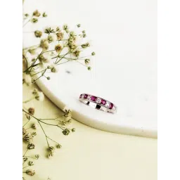 Curio Cottage 925 Silver Royal Pink Crystal Ring-picture-37