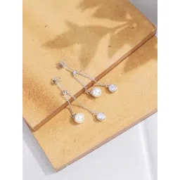 Curio Cottage 925 Silver Zirconia Shoulder Duster Dangler Earrings for Women-picture-15